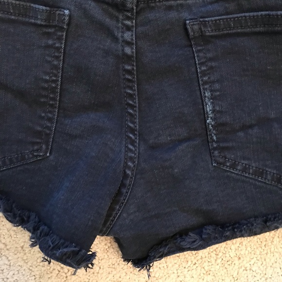 Billabong Distressed Button Fly Denim Shorts Size 26 Dark Blue Low Rise - Picture 13 of 14